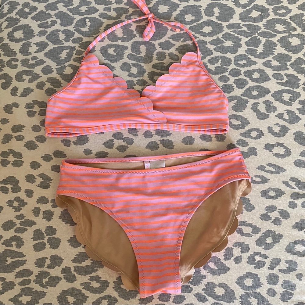 Vanilla Beach Scalloped Striped Bikini